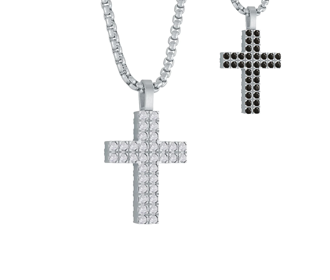 PENDENTIF CROIX RÉVERSIBLE SERTI DE CUBIQUES ZIRCONIAS PENDENTIF CROIX RÉVERSIBLE SERTI DE CUBIQUES ZIRCONIAS