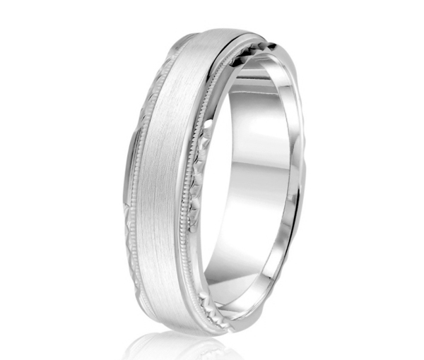 JONC EN OR OU EN PLATINE AVEC FINI SATINÉ AVEC MOTIF MILGRAIN ET TAILLE DIAMANT SUR LES CÔTÉS - ML GH1265W14 - MALO JONC EN OR OU EN PLATINE AVEC FINI SATINÉ AVEC MOTIF MILGRAIN ET TAILLE DIAMANT SUR LES CÔTÉS - ML GH1265W14 - MALO
