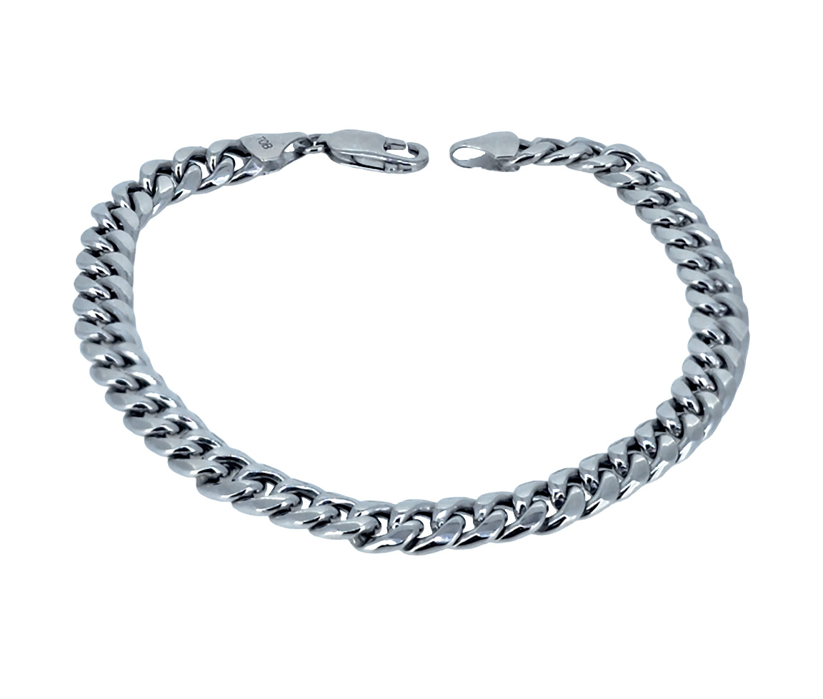BRACELET À MAILLE GOURMETTE EN OR BLANC - S CURB6.6W08 - BIJOUX D'IMPORTATION BRACELET À MAILLE GOURMETTE EN OR BLANC - S CURB6.6W08 - BIJOUX D'IMPORTATION