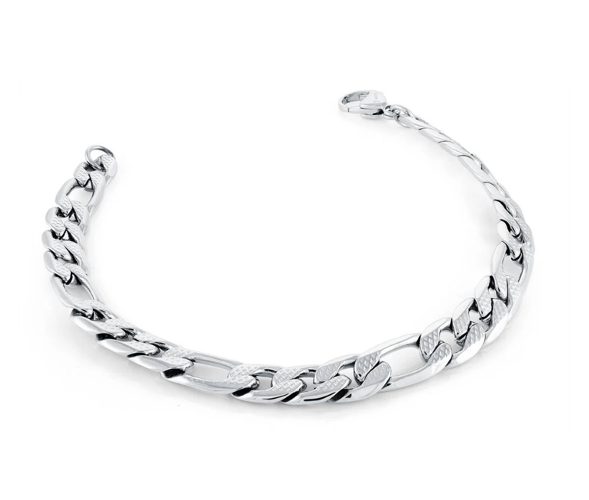BRACELET EN ACIER À MAILLE FIGARO TAILLÉE DIAMANT - IG SMB788 - ITALGEM BRACELET EN ACIER À MAILLE FIGARO TAILLÉE DIAMANT - IG SMB788 - ITALGEM