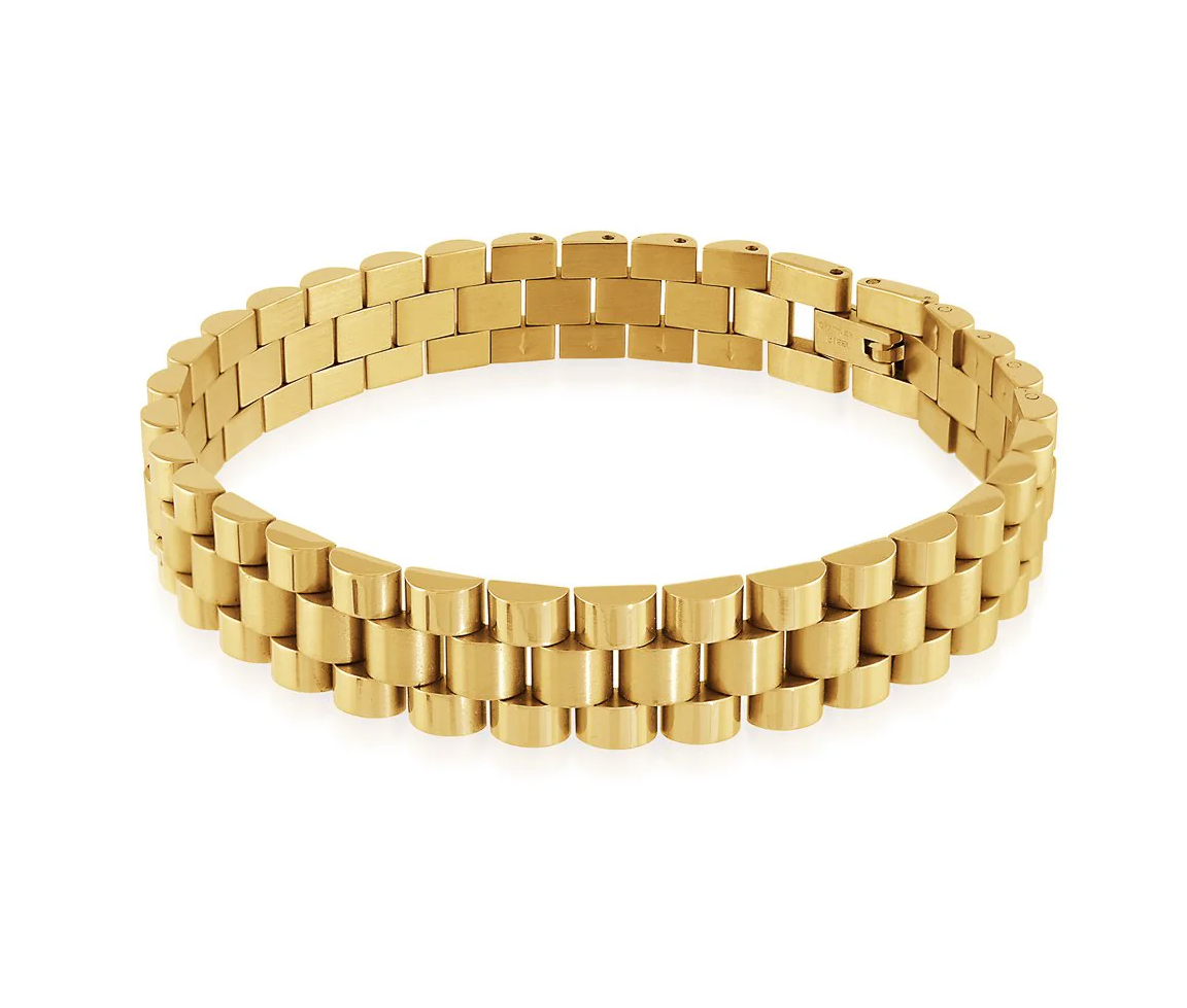 BRACELET ACIER /PVD OR STYLE "ROLEX" 8'' - IG SMB166 - ITALGEM BRACELET ACIER /PVD OR STYLE "ROLEX" 8'' - IG SMB166 - ITALGEM