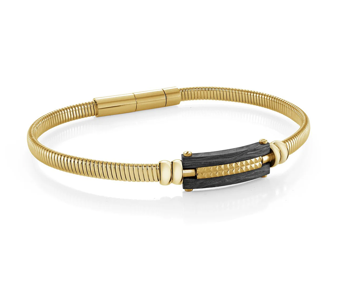 BRACELET EN ACIER/PVD OR AVEC PLAQUE EN FIBRE DE CARBONE - IG SMB726 - ITALGEM BRACELET EN ACIER/PVD OR AVEC PLAQUE EN FIBRE DE CARBONE - IG SMB726 - ITALGEM