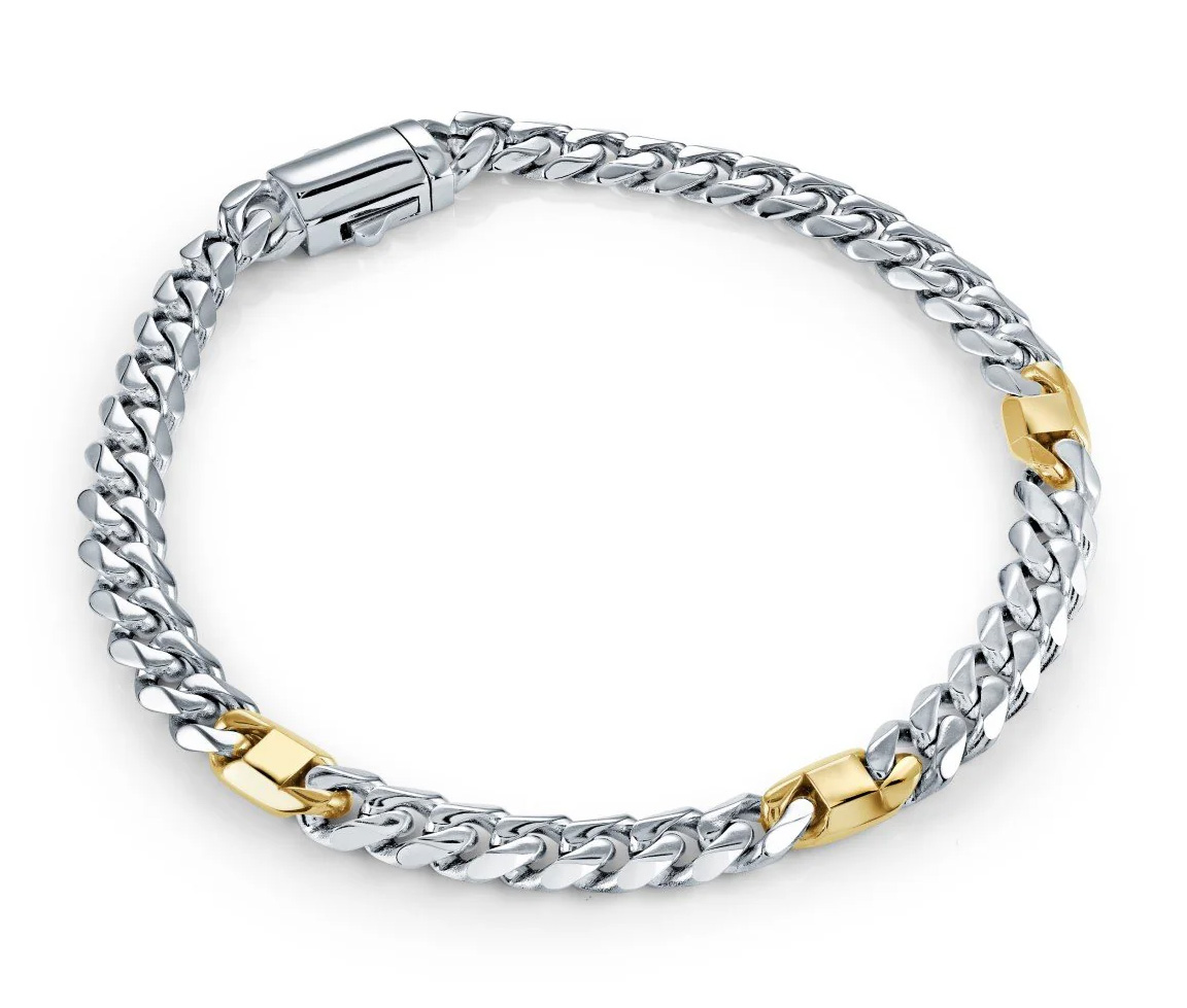BRACELET EN ACIER/PVD OR 2 TONS À MAILLE GOURMETTE - IG SMB856/7.5 - ITALGEM BRACELET EN ACIER/PVD OR 2 TONS À MAILLE GOURMETTE - IG SMB856/7.5 - ITALGEM