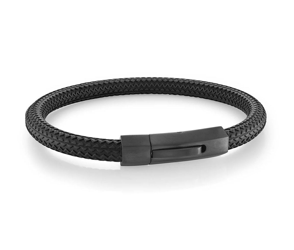BRACELET EN CAOUTCHOUC NOIR À FERMOIR EN ACIER/PVD NOIR - IG SBR22/8 - ITALGEM BRACELET EN CAOUTCHOUC NOIR À FERMOIR EN ACIER/PVD NOIR - IG SBR22/8 - ITALGEM