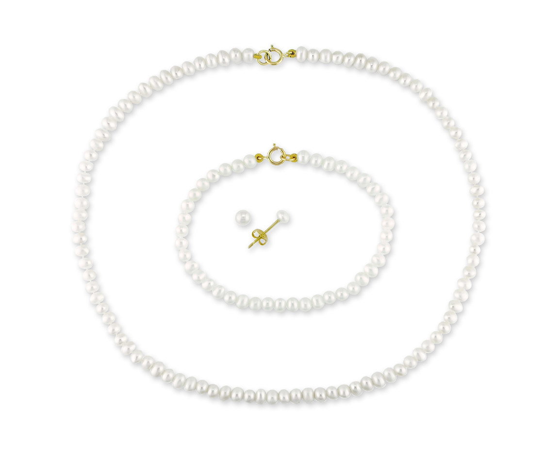 ENSEMBLE COLLIER, BRACELET ET BOUCLES EN OR JAUNE SERTIS DE PERLES D'EAU DOUCE - DM S110/14 - PERLE D'IMPORTATION ENSEMBLE COLLIER, BRACELET ET BOUCLES EN OR JAUNE SERTIS DE PERLES D'EAU DOUCE - DM S110/14 - PERLE D'IMPORTATION