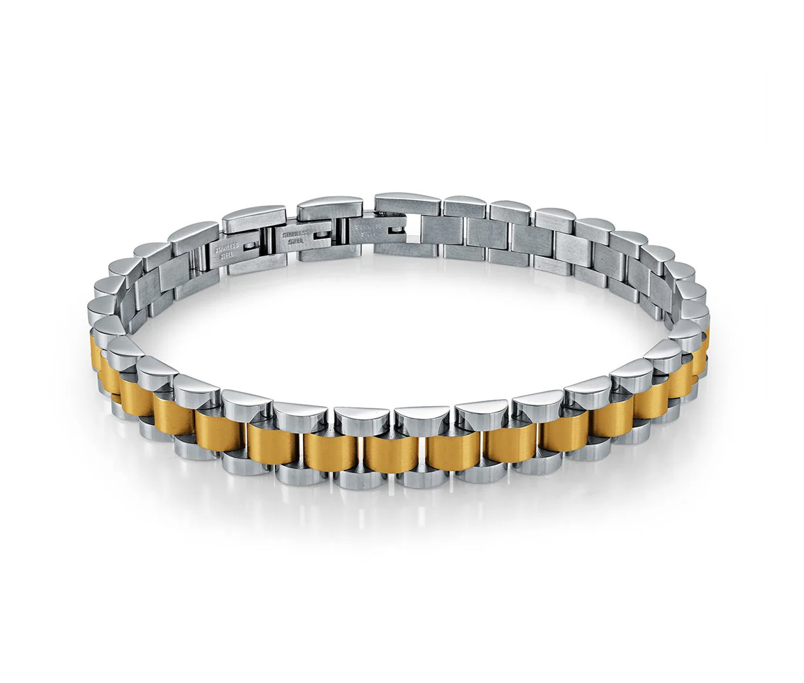 BRACELET EN ACIER/PVD OR 2 TONS MAILLE ROLEX - IG SMB245 - ITALGEM BRACELET EN ACIER/PVD OR 2 TONS MAILLE ROLEX - IG SMB245 - ITALGEM