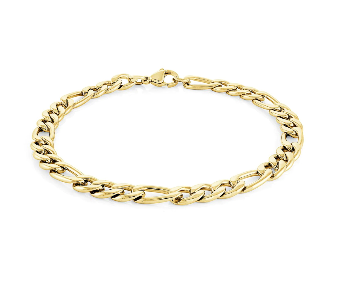 BRACELET EN ACIER/PVD OR À MAILLE FIGARO - IG SMB480/8.5 - ITALGEM BRACELET EN ACIER/PVD OR À MAILLE FIGARO - IG SMB480/8.5 - ITALGEM