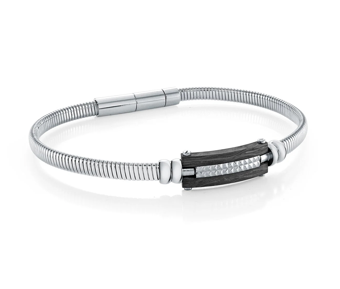 BRACELET EN ACIER AVEC PLAQUE EN FIBRE DE CARBONE - IG SMB725 - ITALGEM BRACELET EN ACIER AVEC PLAQUE EN FIBRE DE CARBONE - IG SMB725 - ITALGEM