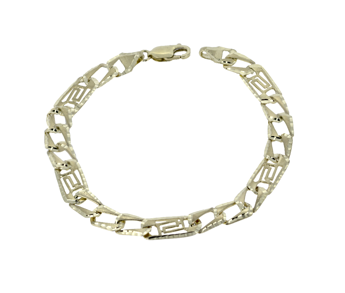 BRACELET EN OR 10K MAILLE FIGARO AVEC MOTIF VERSACE - MB FIGVER8 08 - BIJOUX D'IMPORTATION BRACELET EN OR 10K MAILLE FIGARO AVEC MOTIF VERSACE - MB FIGVER8 08 - BIJOUX D'IMPORTATION