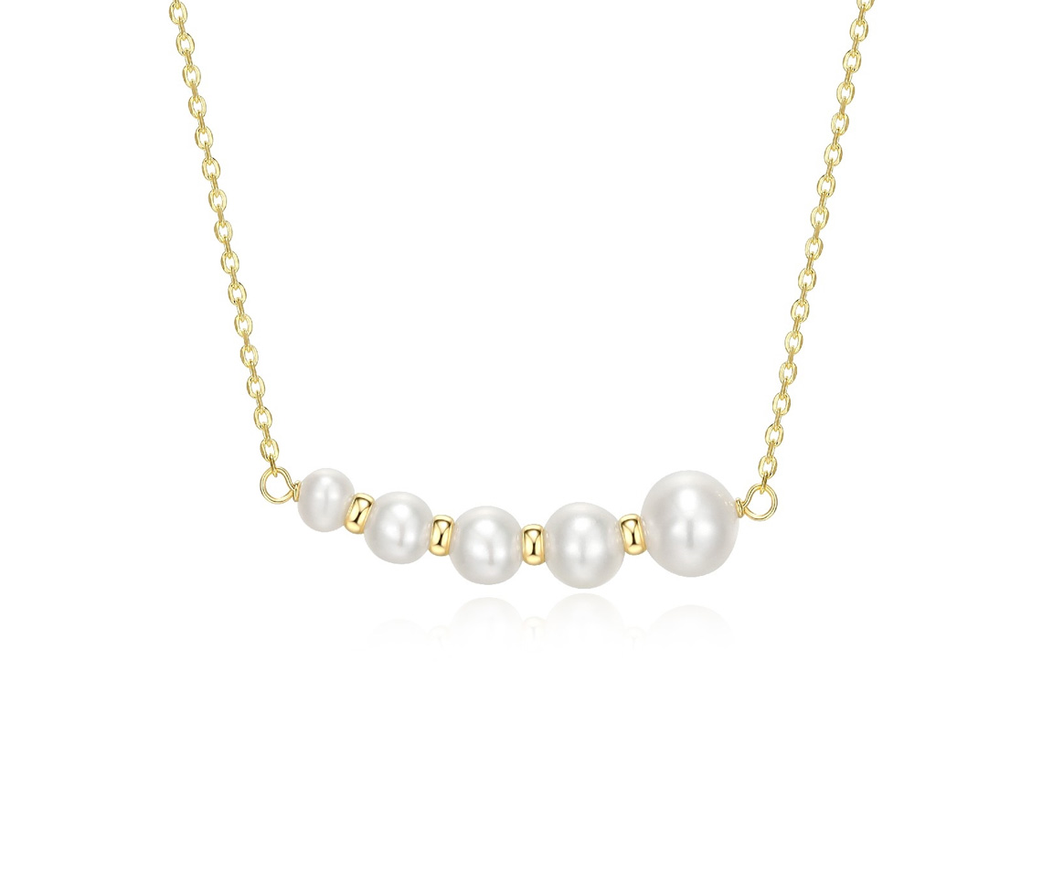 COLLIER EN ARGENT/PVD OR SERI DE 5 PERLES GRADUÉES - PJ 30ABQY4544 - REIGN COLLIER EN ARGENT/PVD OR SERI DE 5 PERLES GRADUÉES - PJ 30ABQY4544 - REIGN