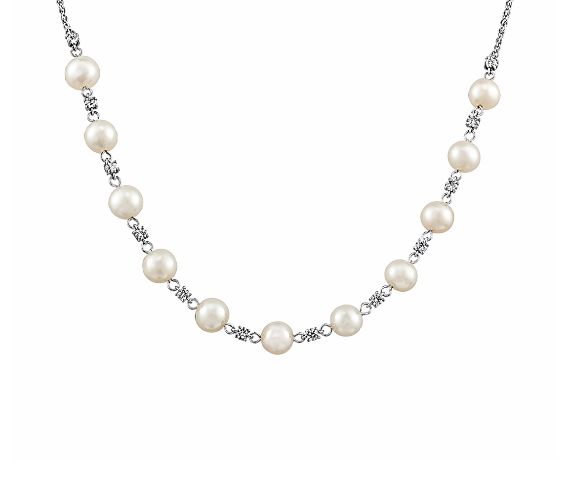 COLLIER PERLES D'EAU DOUCE ET DIAMANTS CANADIENS - CR ML914WPEA - BIJOUX CANADIEN COLLIER PERLES D'EAU DOUCE ET DIAMANTS CANADIENS - CR ML914WPEA - BIJOUX CANADIEN