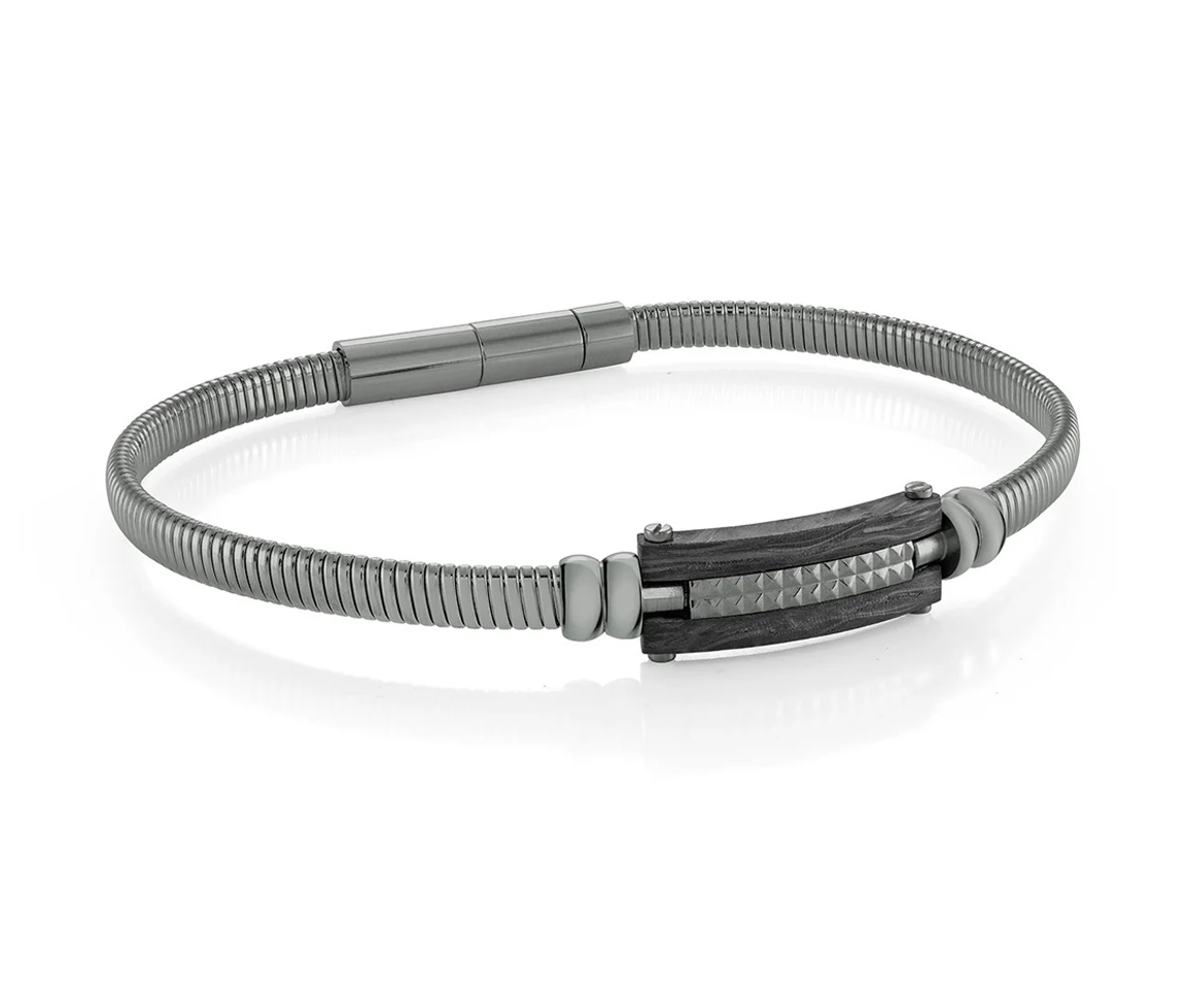 BRACELET EN ACIER/PVD GUNMETAL AVEC PLAQUE EN FIBRE DE CARBONE - IG SMB727 - ITALGEM BRACELET EN ACIER/PVD GUNMETAL AVEC PLAQUE EN FIBRE DE CARBONE - IG SMB727 - ITALGEM
