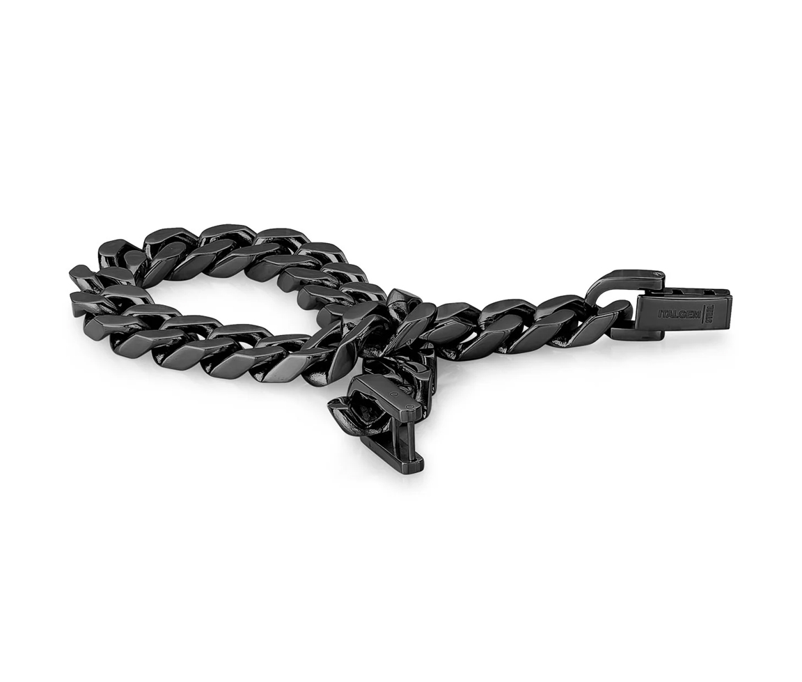 BRACELET EN ACIER/PVD NOIR À MAILLE GOURMETTE - IG SMB470 - ITALGEM BRACELET EN ACIER/PVD NOIR À MAILLE GOURMETTE - IG SMB470 - ITALGEM