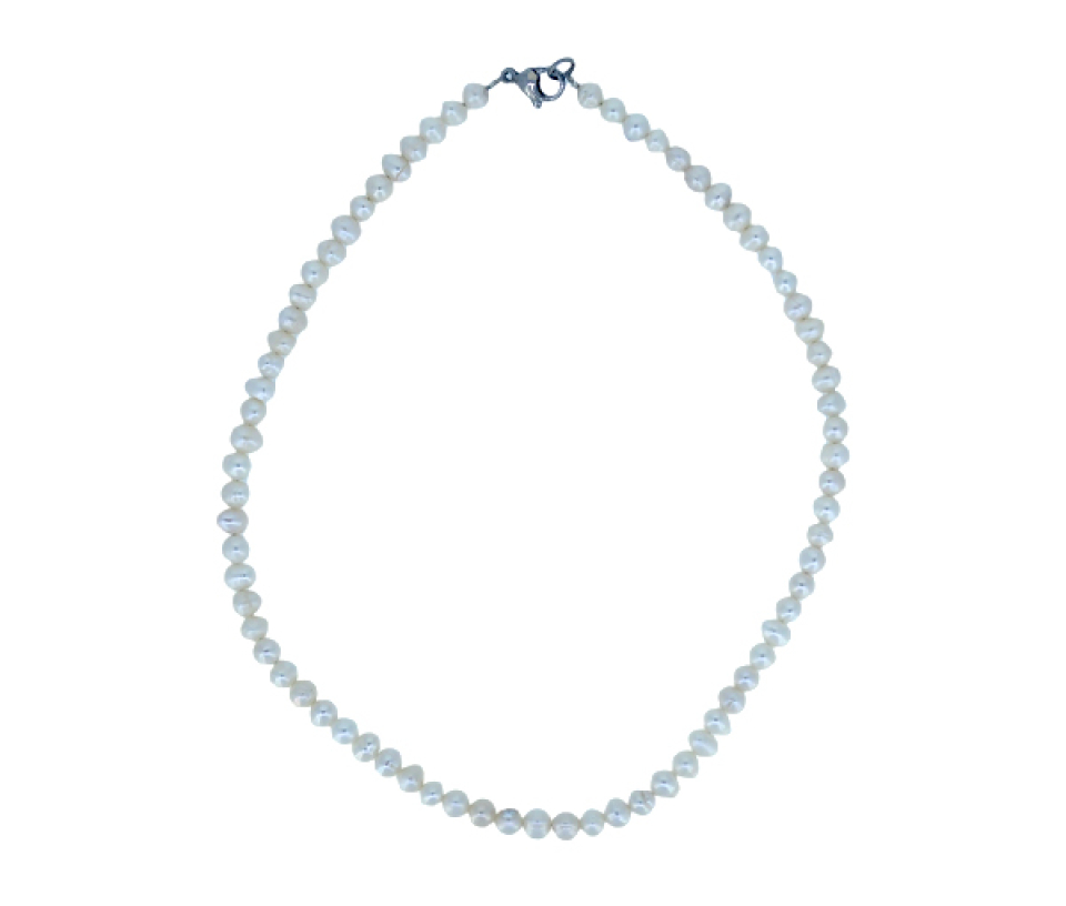 COLLIER DE PERLES D'EAU DOUCE AVEC FERMOIR EN ACIER COLLIER DE PERLES D'EAU DOUCE AVEC FERMOIR EN ACIER