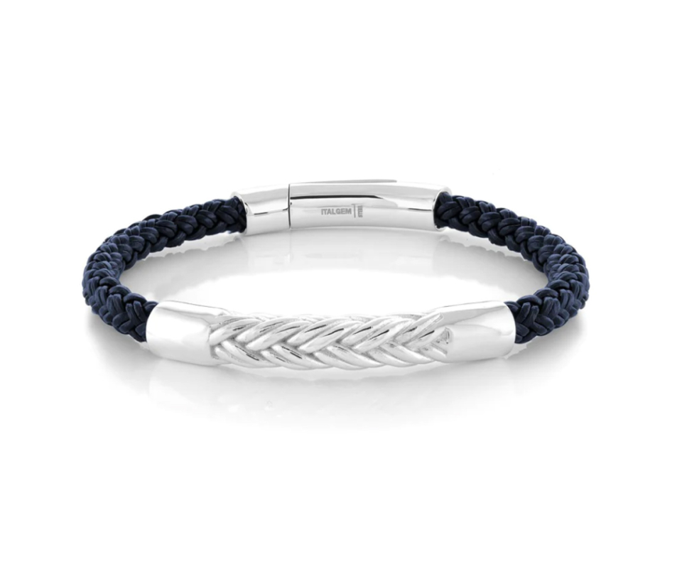 BRACELET POUR HOMME EN ACIER ET CUIR TRESSÉ BLEU - IG SLB455BL8.2 - ITALGEM BRACELET POUR HOMME EN ACIER ET CUIR TRESSÉ BLEU - IG SLB455BL8.2 - ITALGEM