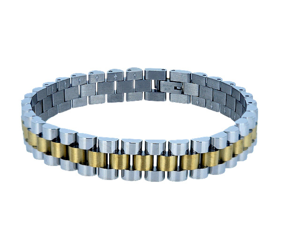 BRACELET EN ACIER/PVD OR 2 TONS À MAILLE ROLEX - IG SMB559 - ITALGEM BRACELET EN ACIER/PVD OR 2 TONS À MAILLE ROLEX - IG SMB559 - ITALGEM