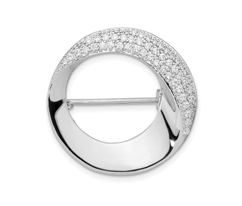 BROCHE CERCLE AJOURÉ EN ARGENT RHODIÉ SERTI DE CUBIQUES ZIRCONIAS - QG QP5426 - IMPORTATION BROCHE CERCLE AJOURÉ EN ARGENT RHODIÉ SERTI DE CUBIQUES ZIRCONIAS - QG QP5426 - IMPORTATION