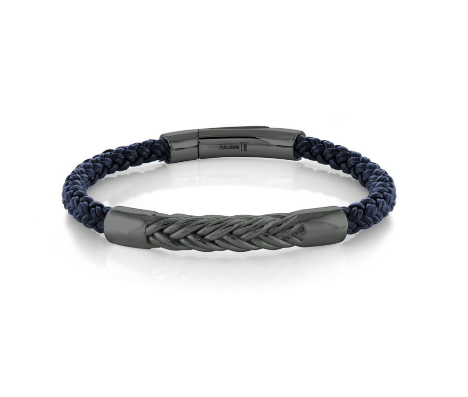 BRACELET EN CUIR TRESSÉ ET EN ACIER/PVD GUN MÉTAL - IG SLB593 - ITALGEM BRACELET EN CUIR TRESSÉ ET EN ACIER/PVD GUN MÉTAL - IG SLB593 - ITALGEM