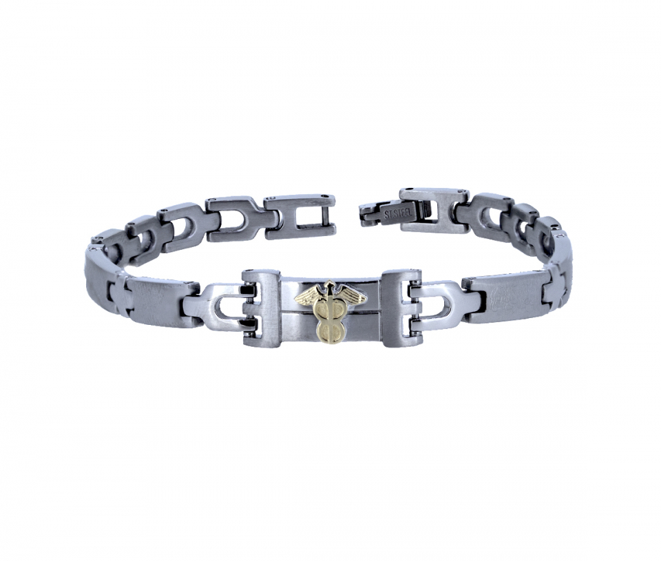 BRACELET MÉDICAL EN ACIER ET OR JAUNE - WB BMD43R - FAIT AU CANADA BRACELET MÉDICAL EN ACIER ET OR JAUNE - WB BMD43R - FAIT AU CANADA