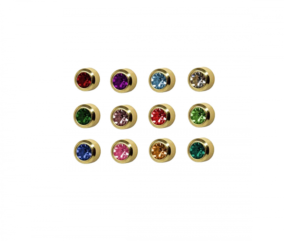 BOUCLES DE PERÇAGE EN ACIER/PVD OR SERTIES DE PIERRES DE COULEURS - JM R213Y - BIJOUX D'ACIER BOUCLES DE PERÇAGE EN ACIER/PVD OR SERTIES DE PIERRES DE COULEURS - JM R213Y - BIJOUX D'ACIER