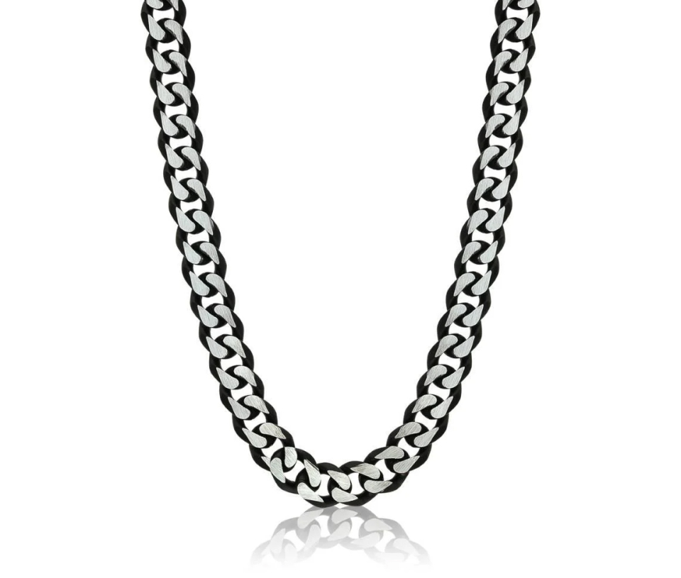 CHAINE EN ACIER/PVD NOIR 2 TONS À MAILLE CUBAINE CHAINE EN ACIER/PVD NOIR 2 TONS À MAILLE CUBAINE