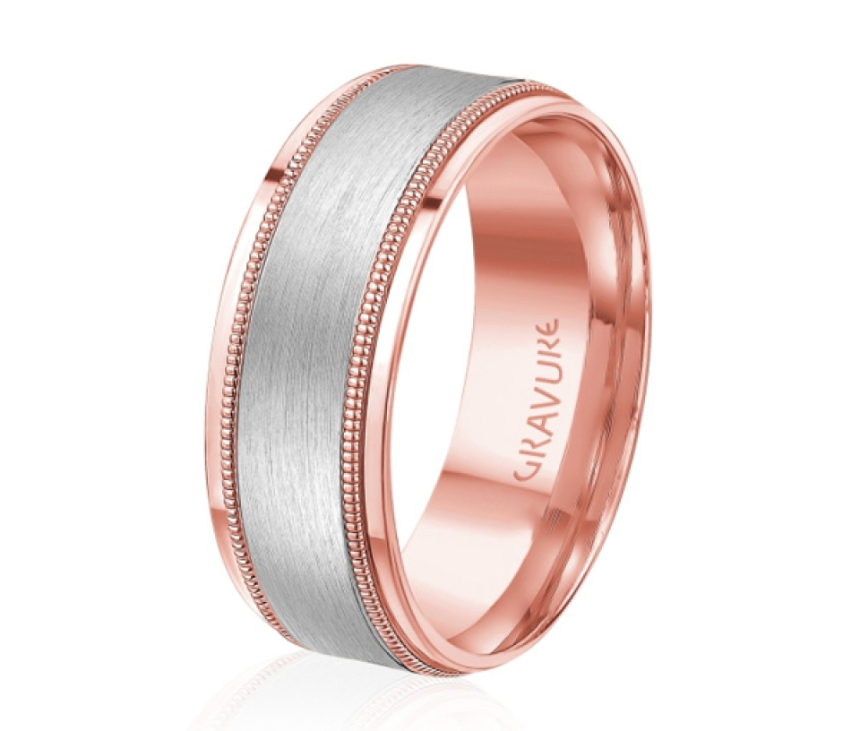 JONC EN OR OU EN PLATINE AVEC MOTIF MILGRAIN, SATINÉ AU CENTRE - ML GH1373PW18 - MALO JONC EN OR OU EN PLATINE AVEC MOTIF MILGRAIN, SATINÉ AU CENTRE - ML GH1373PW18 - MALO