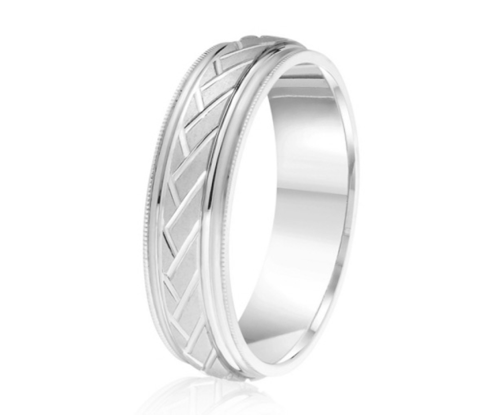 JONC EN OR OU EN PLATINE AVEC MOTIF TRAIT OBLIQUE ET MILGRAIN - ML GH1276W18 - MALO JONC EN OR OU EN PLATINE AVEC MOTIF TRAIT OBLIQUE ET MILGRAIN - ML GH1276W18 - MALO