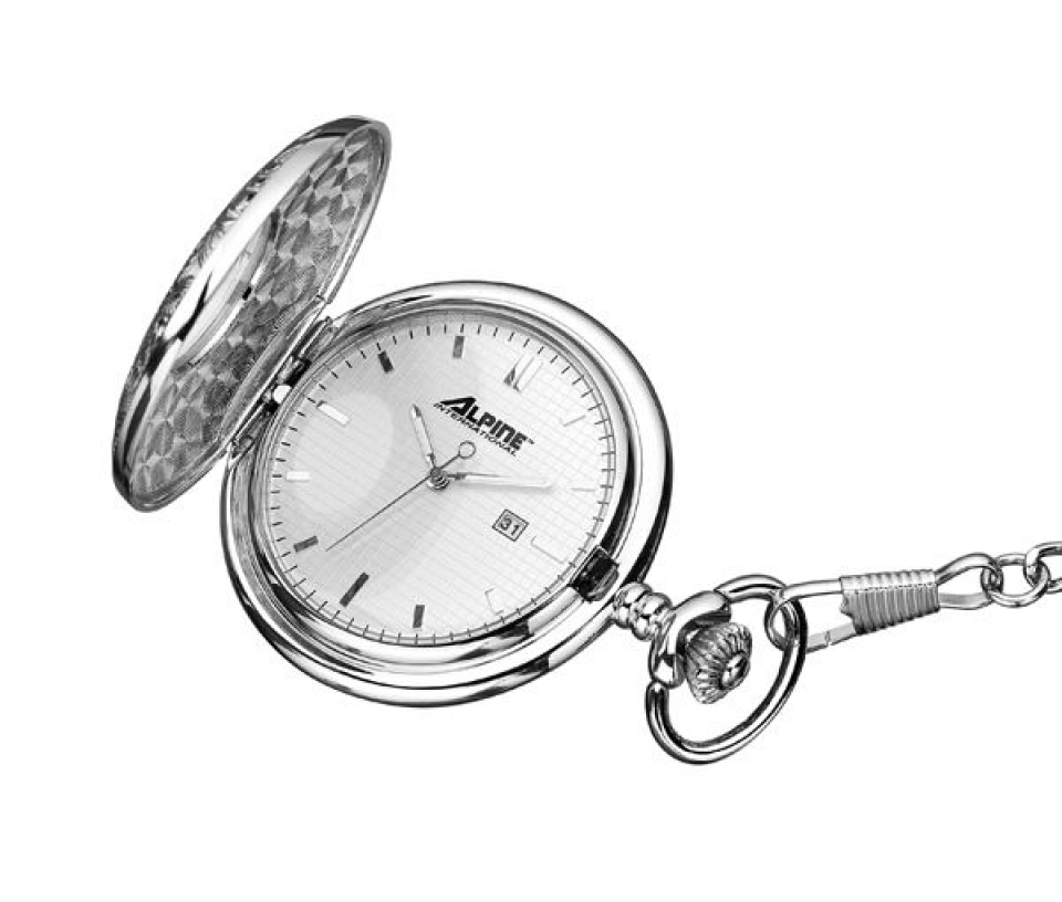 MONTRE DE POCHE AU QUARTZ EN ACIER AVEC CHAINE - JM W3654 - ALPINE MONTRE DE POCHE AU QUARTZ EN ACIER AVEC CHAINE - JM W3654 - ALPINE