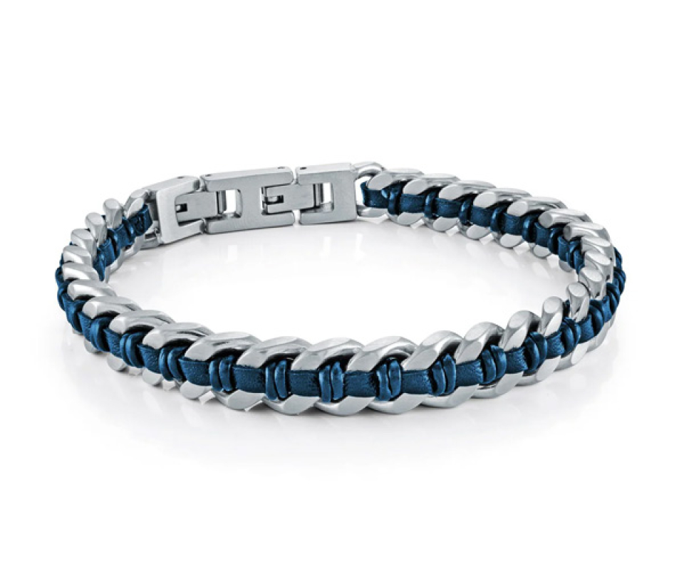 BRACELET EN ACIER ET CUIR TRESSÉ - IG SMB626/BL - ITALGEM BRACELET EN ACIER ET CUIR TRESSÉ - IG SMB626/BL - ITALGEM