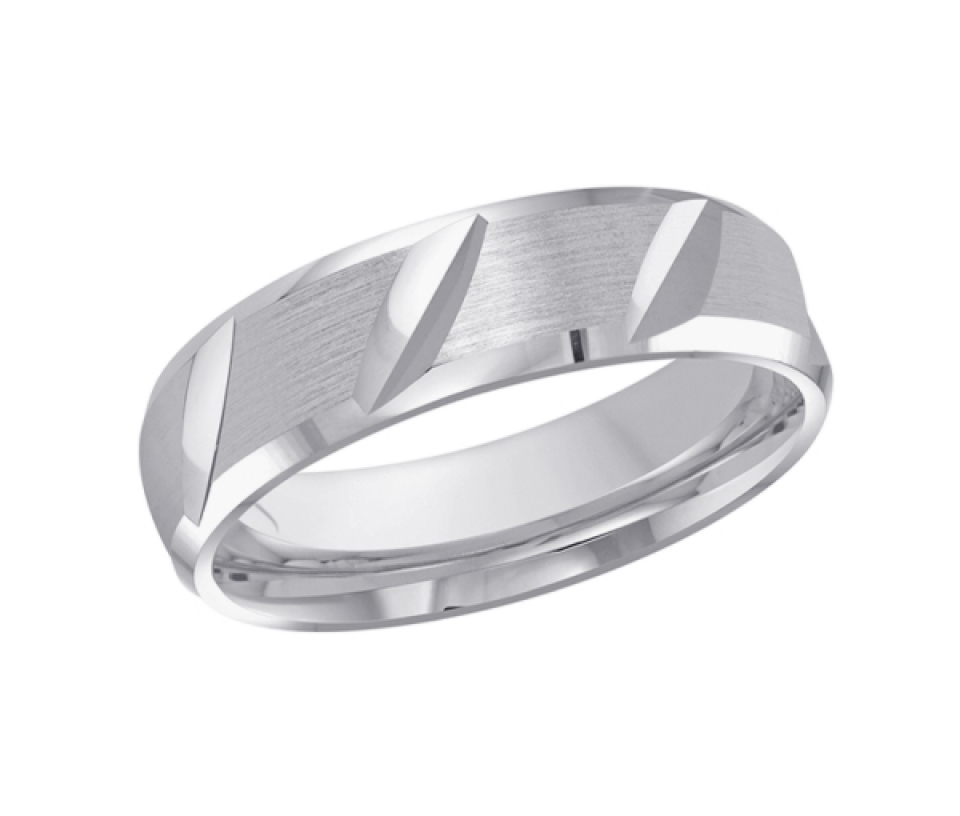 JONC EN OR À MOTIF TAILLE DIAMANT EN OBLIQUE AVEC EFFET BROSSÉ - ML FT646/601W - MALO JONC EN OR À MOTIF TAILLE DIAMANT EN OBLIQUE AVEC EFFET BROSSÉ - ML FT646/601W - MALO