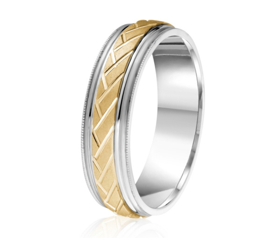 JONC EN OR OU EN PLATINE AVEC MOTIF TRAIT OBLIQUE ET MILGRAIN - ML GH1276WY18 - MALO JONC EN OR OU EN PLATINE AVEC MOTIF TRAIT OBLIQUE ET MILGRAIN - ML GH1276WY18 - MALO