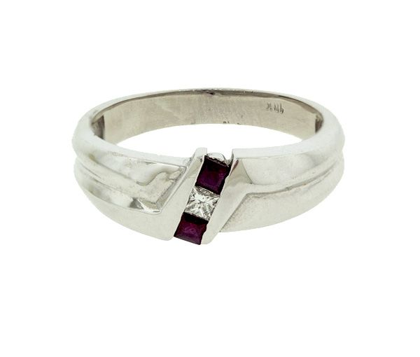 BAGUE H. 10K BL. 0,09 D.SI 2=0,29 RUBIS - BT R20447 - BIJOUTERIE SUISSE INC.