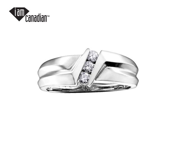JONC EN OR BLANC SERTI DE DIAMANTS CANADIENS - CR AM169 - DIAMANT CANADIEN