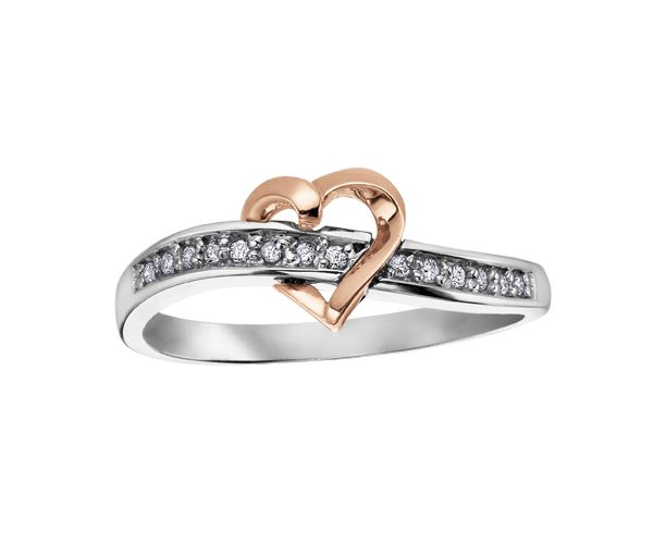 BAGUE COEUR EN OR AVEC DIAMANTS - CR DD1963 - BIJOUX CANADIEN