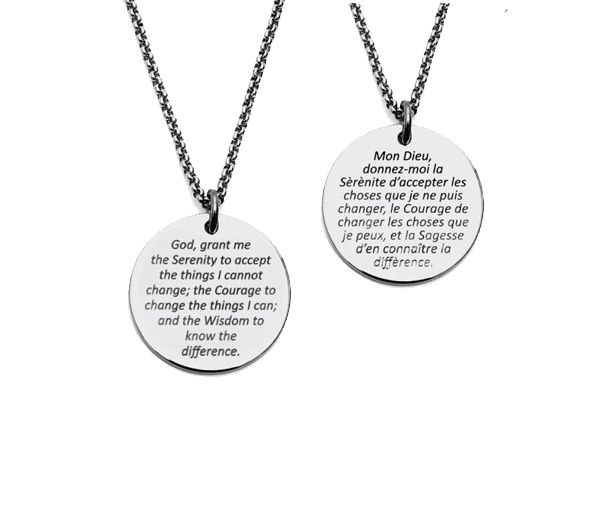 PENDENTIF ACIER PRIÈRE SÉRÉNITÉ 20+2'' - PJ T3XC430120 - STEELX