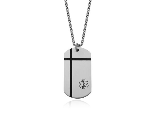 PENDENTIF ACIER/PVD NOIR MEDICAL 22 - PJ T3XC440122 - STEELX