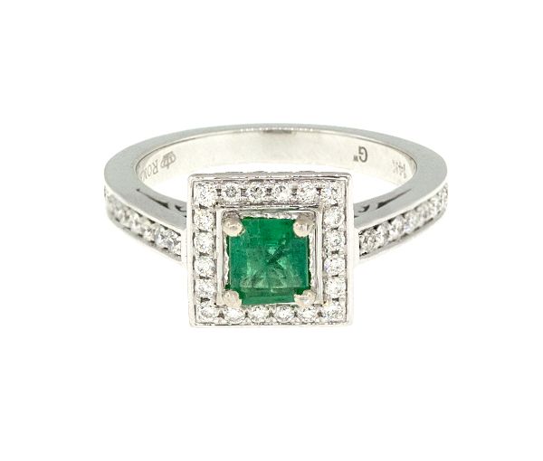 BAGUE EN OR AVEC UNE ÉMERAUDE ET DIAMANTS - R 118203W050 - BIJOUTERIE SUISSE INC.