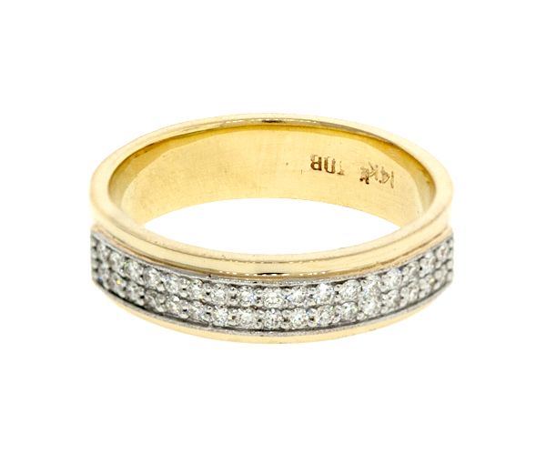 BAGUE EN OR 14K 2 TONS SERTIE DE DIAMANTS - S MR0193Y - BIJOUX D'IMPORTATION