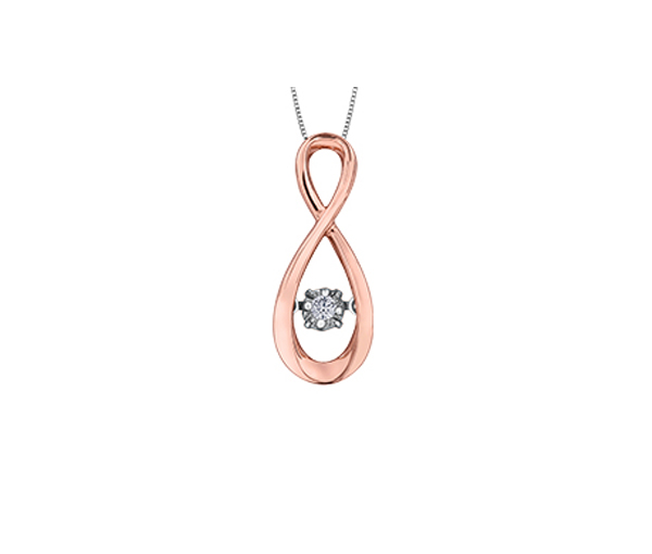 PENDENTIF INFINI EN OR 10K SERTI D'UN DIAMANT DANSANT - CR DX736R - BIJOUX CANADIEN