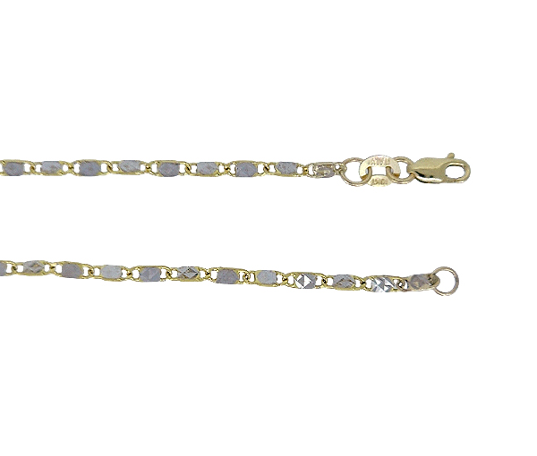 CHAINE DE CHEVILLE EN OR À MAILLE PLAQUES TAILLÉES DIAMANT - MB LPXD2YW10 - BIJOUX D'IMPORTATION