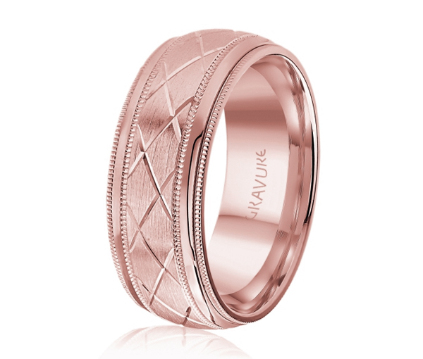 JONC EN OR OU EN PLATINE AVEC MOTIF EN X ET MILGRAIN - ML GH1183P18 - MALO 