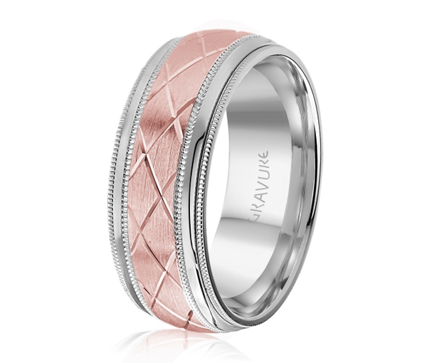 JONC EN OR OU EN PLATINE AVEC MOTIF EN X ET MILGRAIN - ML GH1183WP10 - MALO 