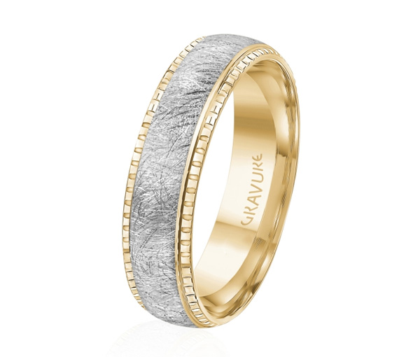 JONC EN OR OU EN PLATINE AVEC MOTIF SCRATCH AU CENTRE - ML GH1284YW14 - MALO 