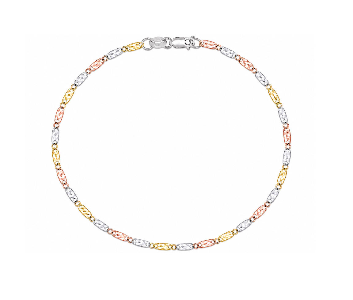 BRACELET EN OR À MAILLE PLAQUES TAILLÉES DIAMANT - S LPXD0403T07 - BIJOUX D'IMPORTATION