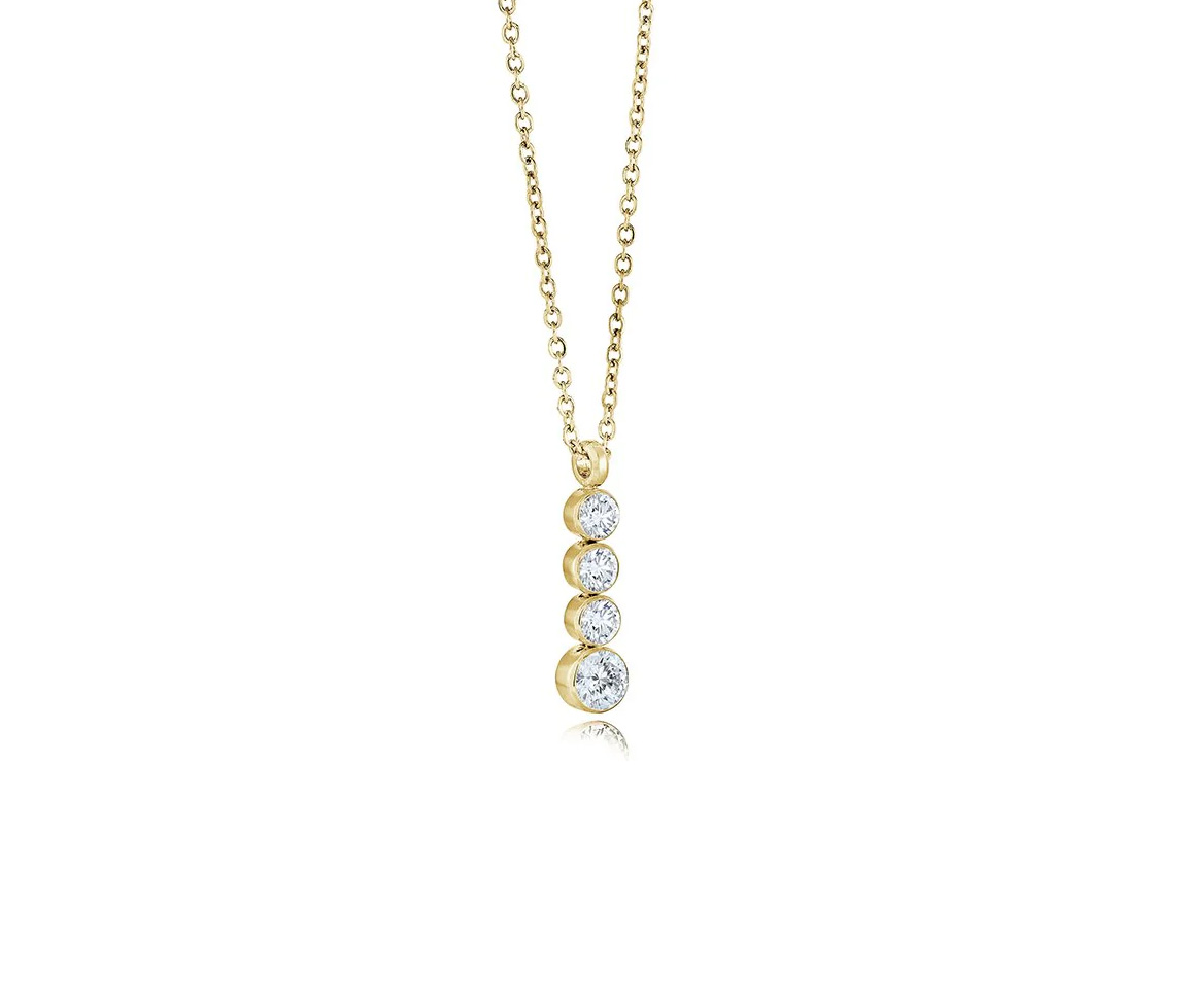 PENDENTIF EN ACIER OU ACIER/PVD OR SERTI E CUBIQUES ZIRCONIAS DÉGRADÉS - IG SWP116GO - VELORIA