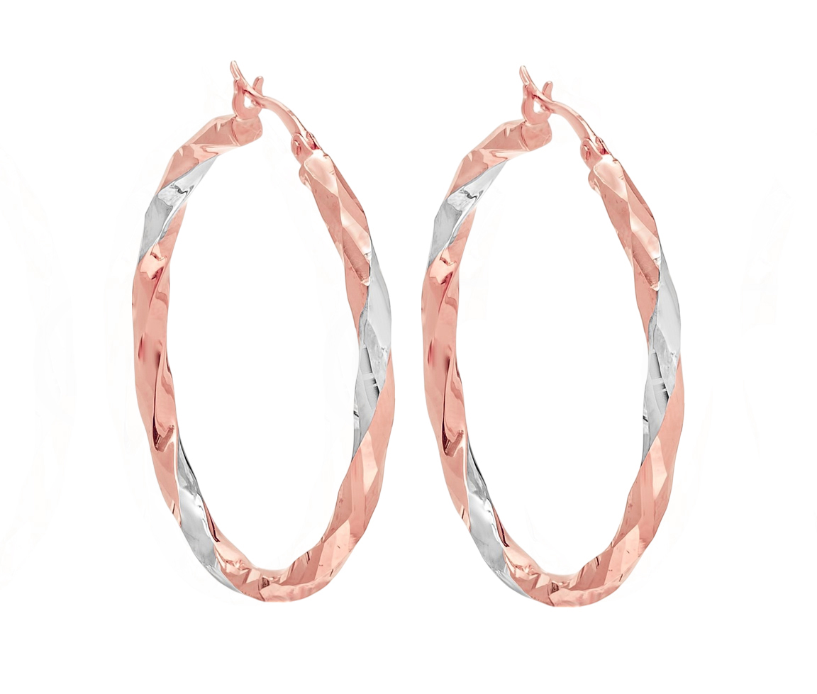 BOUCLES ANNEAUX TWISTÉES EN OR 2 TONS JAUNE OU ROSE - CB E2TB44509P - CBE