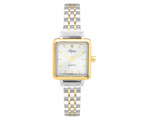 MONTRE ASPEN CARRÉ EN ACIER/PVD OR SERTIE DE CUBIQUES ZIRCONIAS - BA AP3178/4 - ASPEN