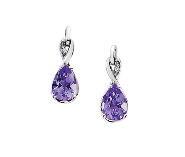 BOUCLES AVEC TOPAZES BLEUS OU AMÉTHYSTES ET DIAMANTS - CR DD2300AM - BIJOUX CANADIEN