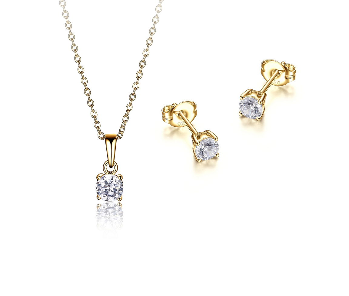 ENSEMBLE PENDENTIF/BOUCLES EN ARGENT RHODIÉ SERTIS DE CUBIQUES ZIRCONIAS - PJ 39SET00278 - REIGN