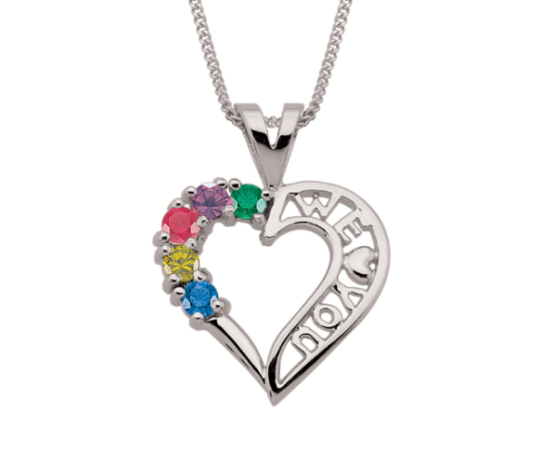 PENDENTIF COEUR 10K BL. 3 À 7 PIERRES - PG 30010W14 - PERSONALIZED GEM